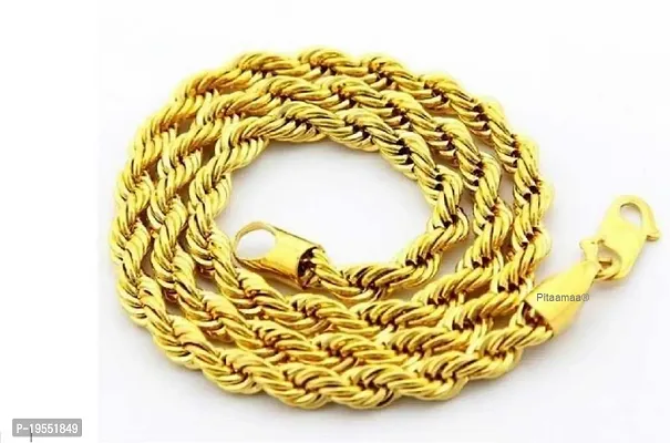 Pitaamaa Long Gold-plated Plated Brass Chain (23 INCH)Water And Sweat Proof Jawellery MGPC-0124