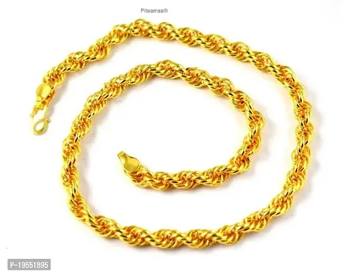Pitaamaa Stylish Lotus Inspired One gram Gold plated chain for Men Gold-plated Plated Brass Chain (23 INCH)Water And Sweat Proof Jawellery MGPC-0125