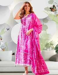 Printed cotton anarkali with dupatta-thumb2