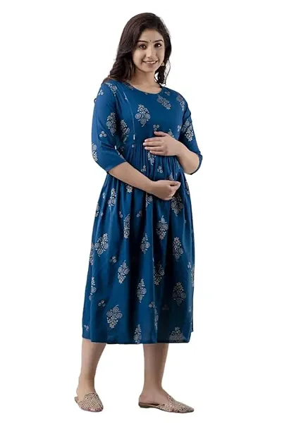 Trendy Rayon A-Line Flaired Maternity Feeding Kurti with Zipper ( Colour - )