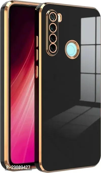 Back Cover for 6D Chrome Redmi Note 8 Black Black Gold Shock Proof Silicon Pack of 1