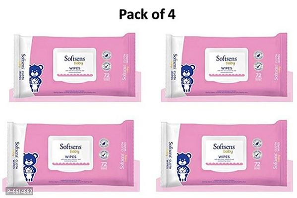 Trendy Baby Wipes - Baby Wipes With Aloe Vera And Moisturising Lotion, Each Pack 72 Pcs - Pack Of 4