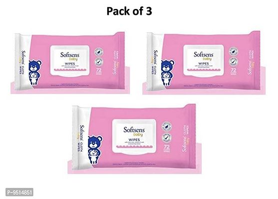 Trendy Baby Wipes - Baby Wipes With Aloe Vera And Moisturising Lotion, Each Pack 72 Pcs - Pack Of 3-thumb0