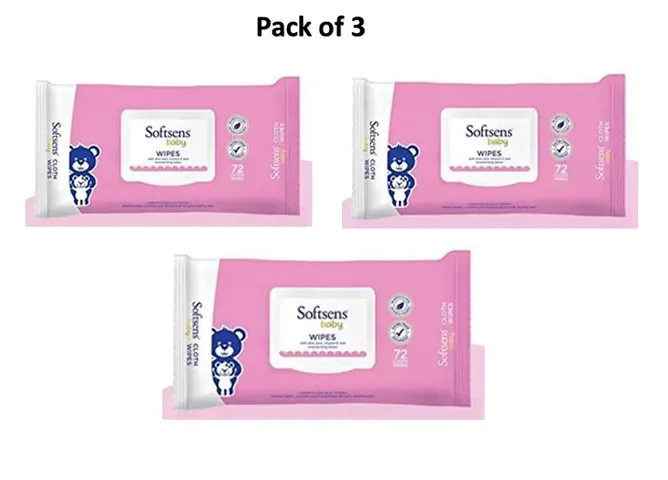 Baby Wipes With Aloe Vera And Moisturising Lotion, Each Pack 72 Pcs - Multipack