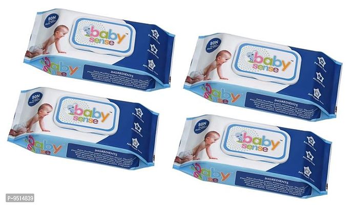 Trendy Premium Baby Wet Wipes - Wipes For Baby With Aloe Vera And Moisturising Lotion, Each Pack 80Pcs - Pack Of 4-thumb0