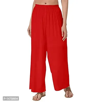 Red color Rayon Palazzo Pants Trendy Regular Fit Women's Palazzo Pant for Women-thumb0