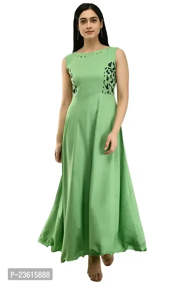 SK Fashion Light Green ColorTrendy and Stylish Self Design Crepe Blend Stitched Straight Gown Women Long Fit  Flare Stitched Gown