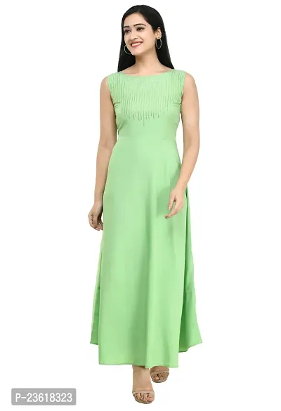 SK Fashion Lime Green Color Trendy and Stylish Self Design Crepe Blend Stitched Straight Gown Women Long Fit  Flare Stitched Gown.