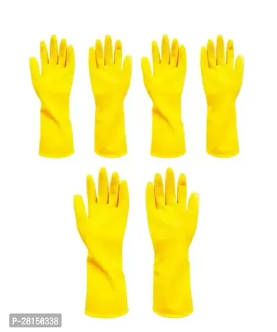 Cleaning Gloves Multipurpose Household Chemical Resistant Gloves Yellow, Pack of 3-thumb0