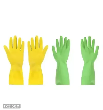 Multipurpose Home Kitchen Use Chemical Resistant Gloves Yellow Green Combo Pack 2