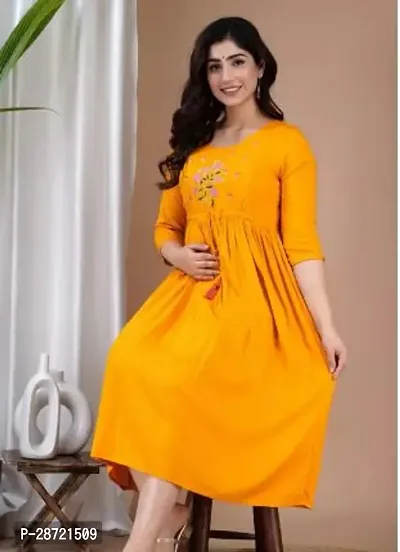 Stylish Yellow Rayon Kurta For Women-thumb0