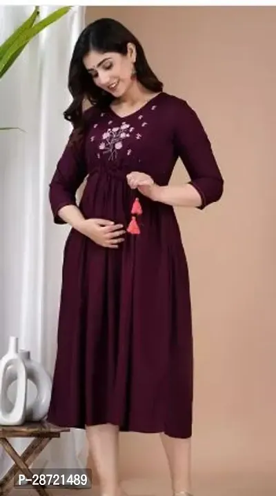 Stylish Maroon Rayon Kurta For Women-thumb0