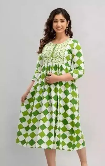 Stylish Cotton Printed Flared Kurti