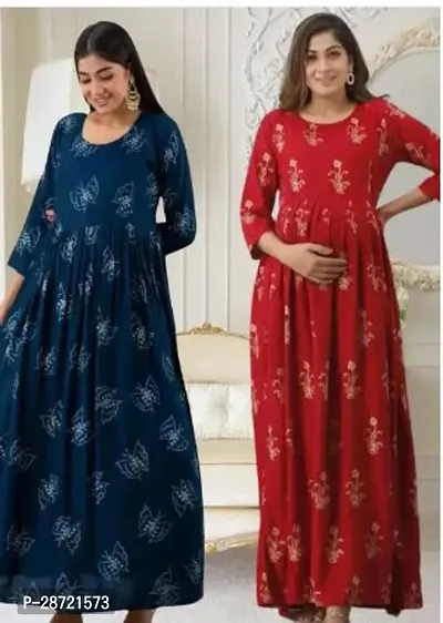 Stylish Multicoloured Rayon Kurta For Women Combo Of 2