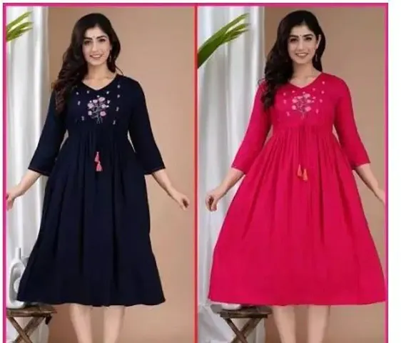 Stylish Rayon Kurta For Women Combo Of 2