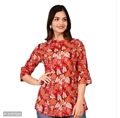 Elegant Peach Rayon Printed Top For Women