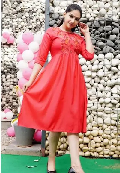 Elegant Rayon Embroidered Kurta For Women