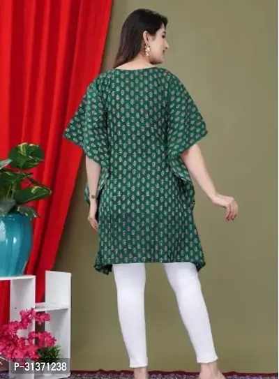 Elegant Green Rayon Printed Kaftan Top For Women-thumb2