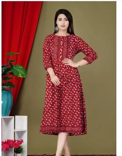 Elegant Rayon Embroidered Kurta For Women