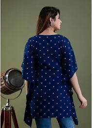 Elegant Navy Blue Rayon Printed Kaftan Top For Women-thumb1