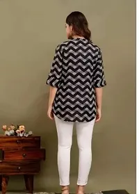 Elegant Black Cotton Striped Top For Women-thumb1