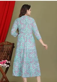 Elegant Blue Cotton Printed Kurta For Women-thumb1