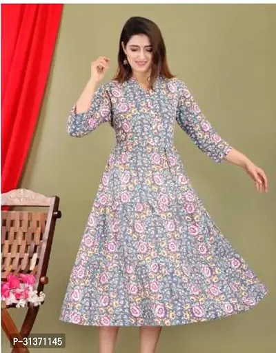 Elegant Cotton Printed Kurta For Women-thumb0