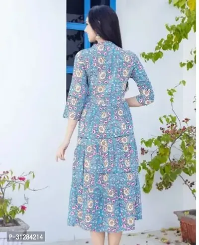 Stylish Multicoloured Cotton Printed A-Line Dress For Women-thumb2