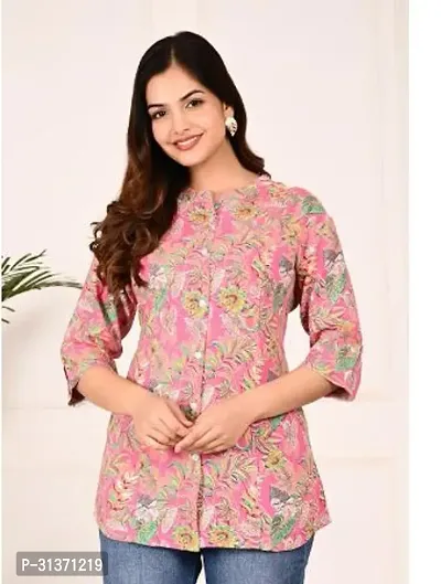 Elegant Pink Rayon Printed Top For Women