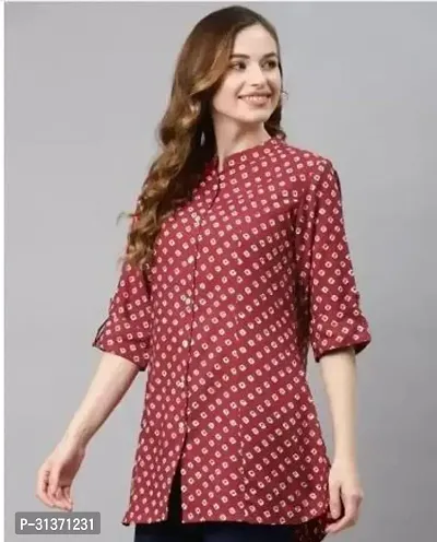 Elegant Maroon Rayon Printed Top For Women