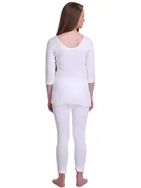 Tegan 3/4th Sleeve Innerwear Thermal Set For Women/Top and Bottom Set Winter(White)-thumb1