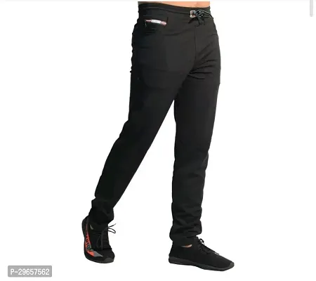 Stylish Black Lycra Solid Regular Track Pant For Men