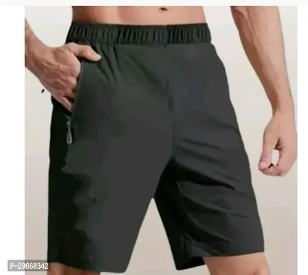 Trendy Black Polyester Solid Shorts For Men-thumb0