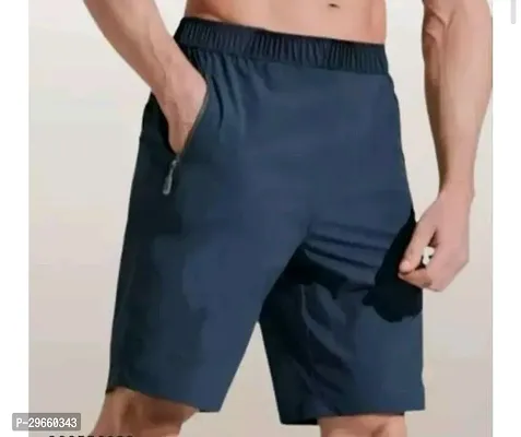 Trendy Blue Polyester Solid Shorts For Men