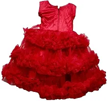 Adorable Red Net Party Wear Fit And Flare Dress For Girls-thumb1