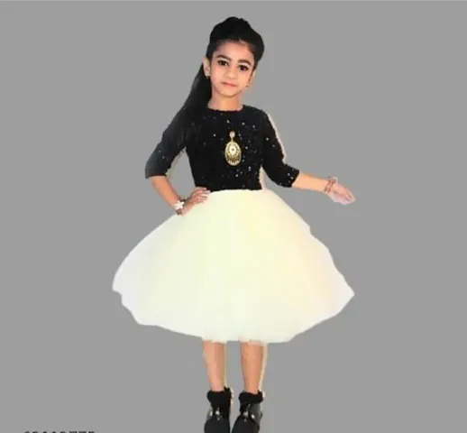 Adorable Net Party Wear Fit And Flare Dress For Girls