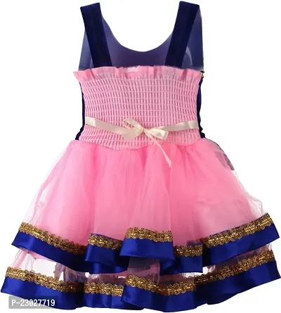 Adorable Pink Net Party Wear Fit And Flare Dress For Girls-thumb2