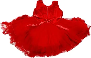 Adorable Red Net Party Wear Fit And Flare Dress For Girls-thumb1