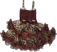 Adorable Maroon Net Party Wear Fit And Flare Dress For Girls-thumb1