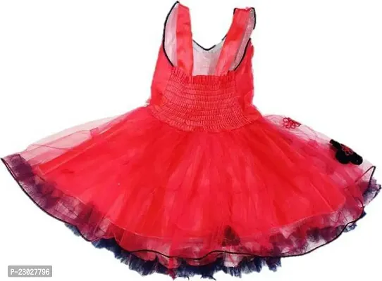 Adorable Red Net Party Wear Fit And Flare Dress For Girls-thumb2