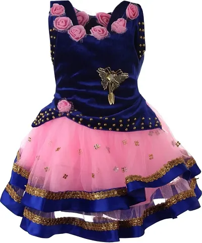 Adorable Net Party Wear Fit And Flare Dress For Girls