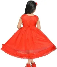 Adorable Orange Net Party Wear Fit And Flare Dress For Girls-thumb1