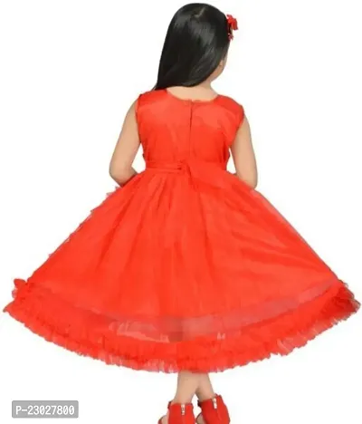 Adorable Orange Net Party Wear Fit And Flare Dress For Girls-thumb2