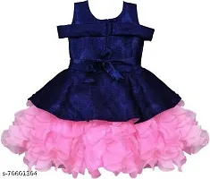 Adorable Pink Net Party Wear Fit And Flare Dress For Girls-thumb1