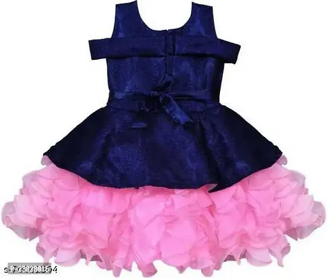 Adorable Pink Net Party Wear Fit And Flare Dress For Girls-thumb2