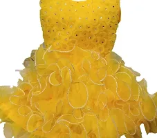 Adorable Yellow Net Party Wear Fit And Flare Dress For Girls-thumb1