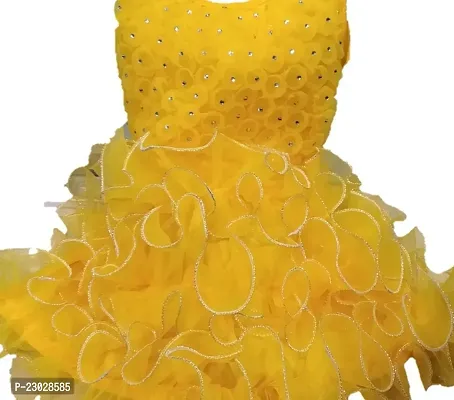 Adorable Yellow Net Party Wear Fit And Flare Dress For Girls-thumb2