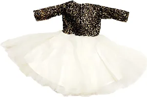 Adorable Black Net Party Wear Fit And Flare Dress For Girls-thumb1