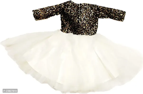 Adorable Black Net Party Wear Fit And Flare Dress For Girls-thumb2