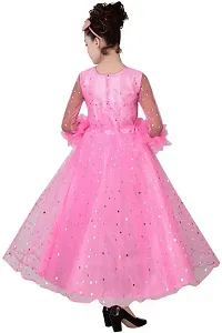 Adorable Pink Net Party Wear Fit And Flare Dress For Girls-thumb1